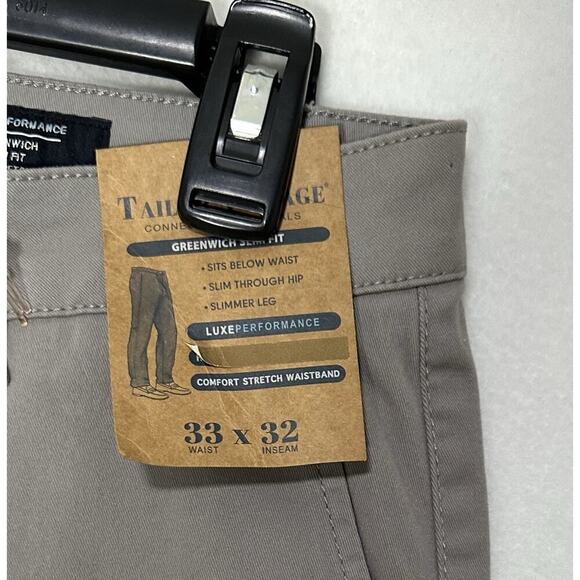 Tailor Vintage Mens Greenwich Slim fit Pants Gray Cotton Stretch Sz 33x32 NWT - Picture 2 of 10